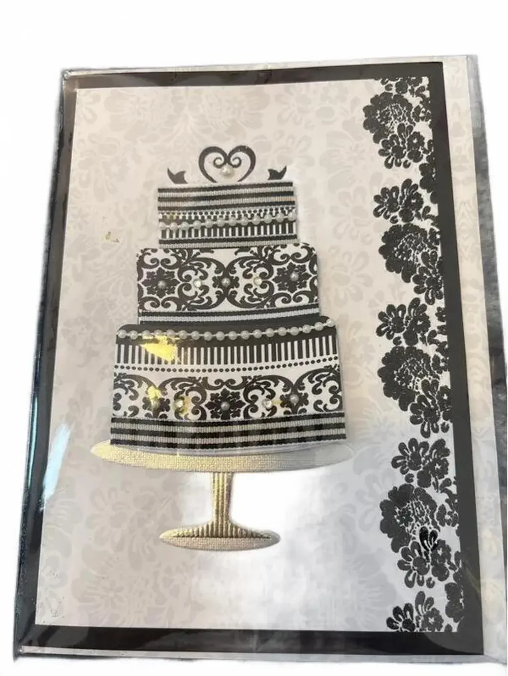 Wedding Greeting Cards Set of 4 with Glitter, Beading, and Ribbon - New